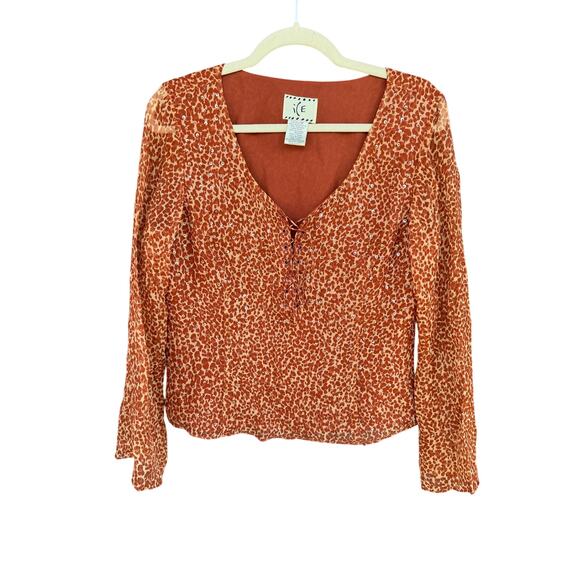 Ice Tops - Vintage ICE Product Sequined Leopard Print Long Sleeve Blouse M